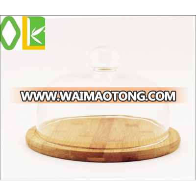 Customized Clear Acrylic Cake Display Stand with Bamboo Base