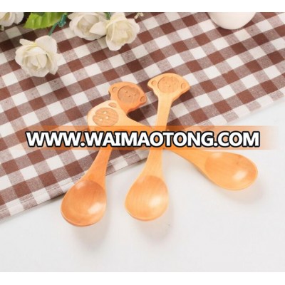 Eco-friendly natural bamboo spoon baby spoon with different animal