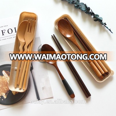 Environment Health Portable Wooden Cutlery Set for student or traveler with box